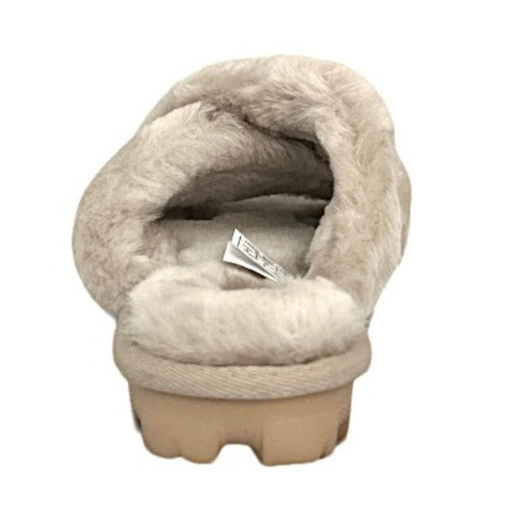 UGG FUZZETTE Fuzzy Slippers Goal Sheepskin Gray Women's Shoes - Picture 6 of 9